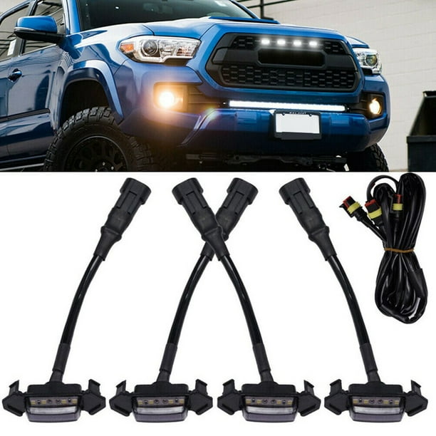 4X Smoke Front Grille White LED Lights for 16-up Toyota Tacoma w/TRD Pro Grill 4X Smoke Front Grille White LED Lights for 16-up Toyota Tacoma w/TRD Pro Grill